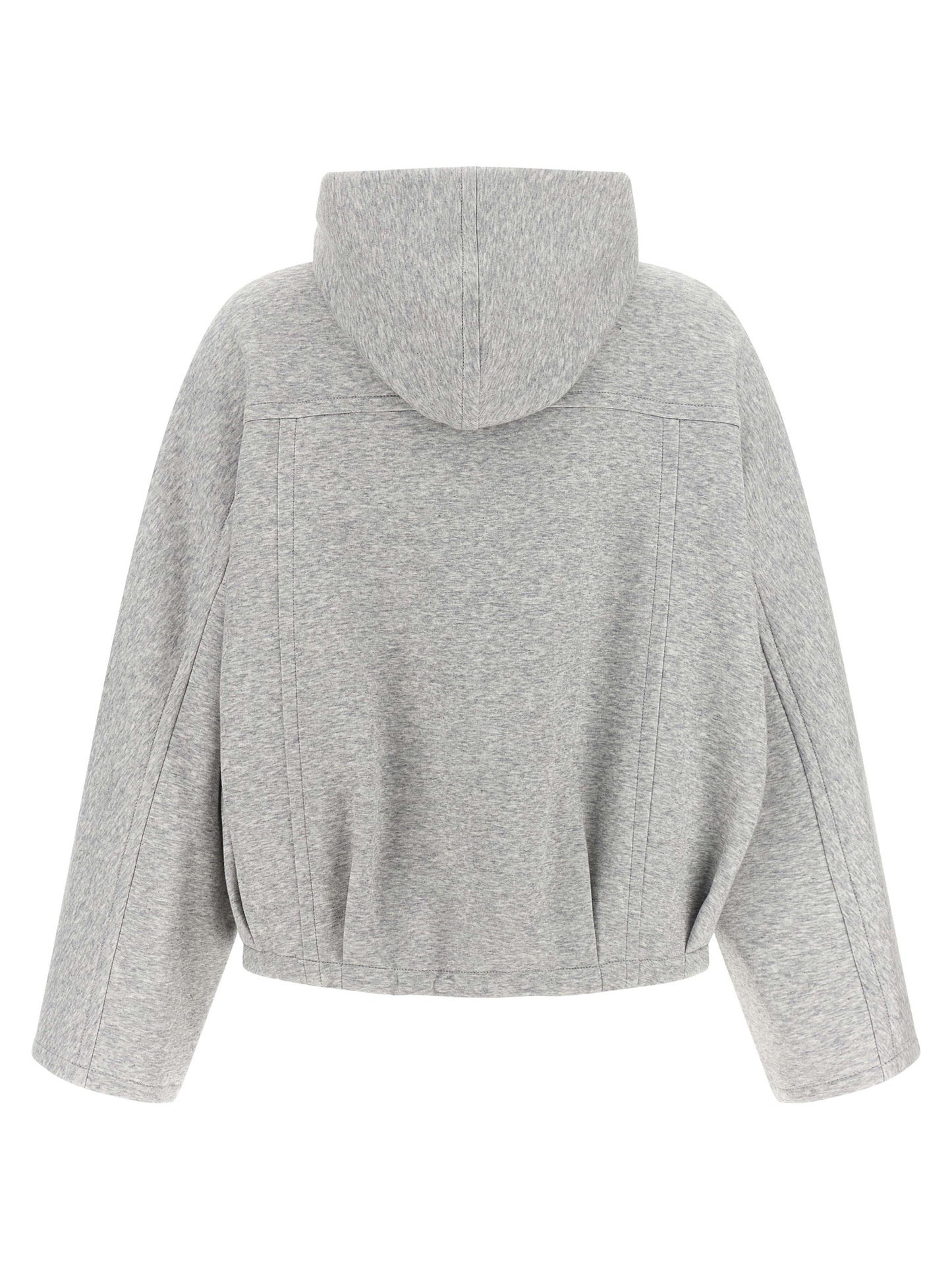 Sweatshirt Hoodie by Brunello Cucinelli for women in cashmere & cotton gray features an avant-garde silhouette, showcasing a sophisticated hooded neckline and detail for a truly avant-garde finish.