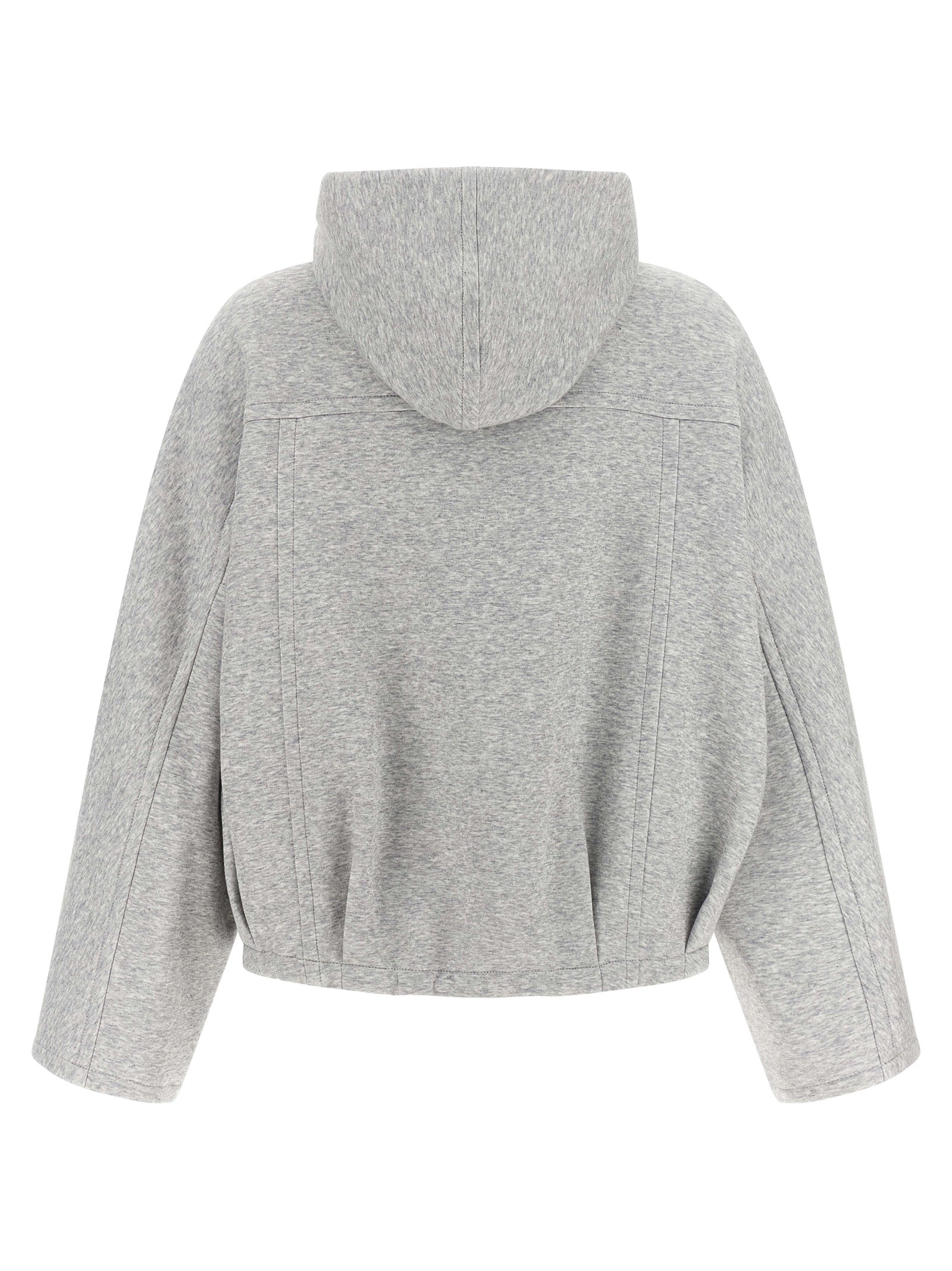 Sweatshirt Hoodie by Brunello Cucinelli for women in cashmere & cotton gray features an avant-garde silhouette, showcasing a sophisticated hooded neckline and detail for a truly avant-garde finish.