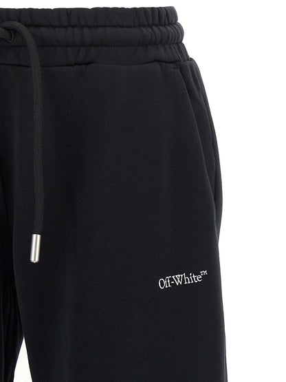 Joggers by Off-White for women in cotton black, silver, white & signature features a refined silhouette with a refined flared, relaxed-fit & wide, defined by a and a refined long for a refined finish.