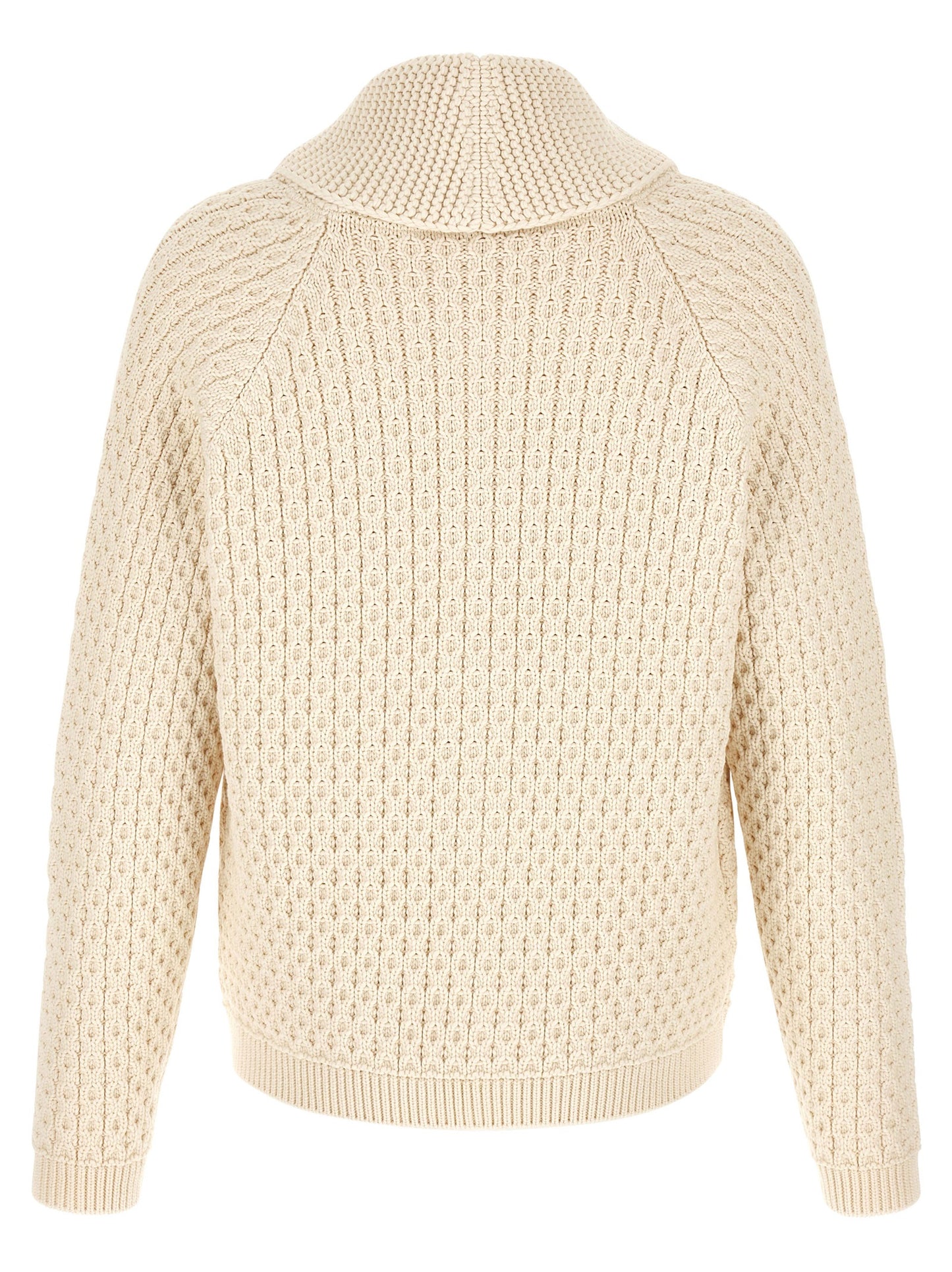 Cardigan by J.W.Anderson for men in cotton cream, horn & white features an impeccable silhouette, showcasing a sophisticated turtle neckline and detail for a truly impeccable finish.