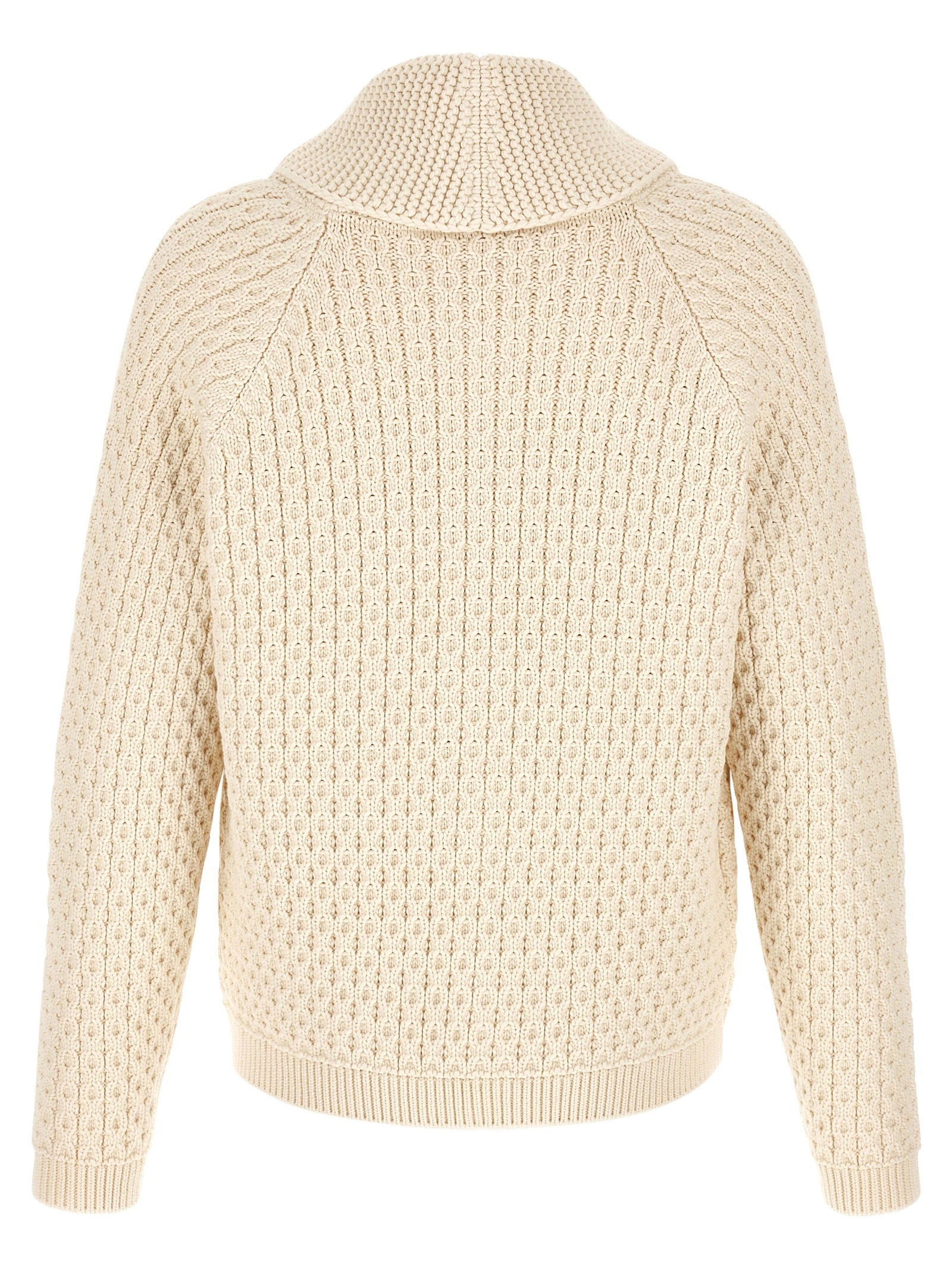 Cardigan by J.W.Anderson for men in cotton cream, horn & white features an impeccable silhouette, showcasing a sophisticated turtle neckline and detail for a truly impeccable finish.