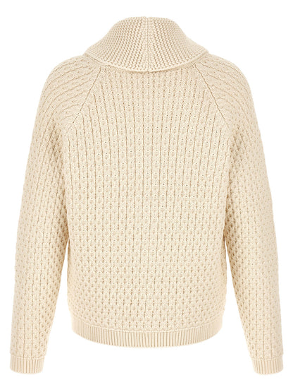 Cardigan by J.W.Anderson for men in cotton cream, horn & white features an impeccable silhouette, showcasing a sophisticated turtle neckline and detail for a truly impeccable finish.