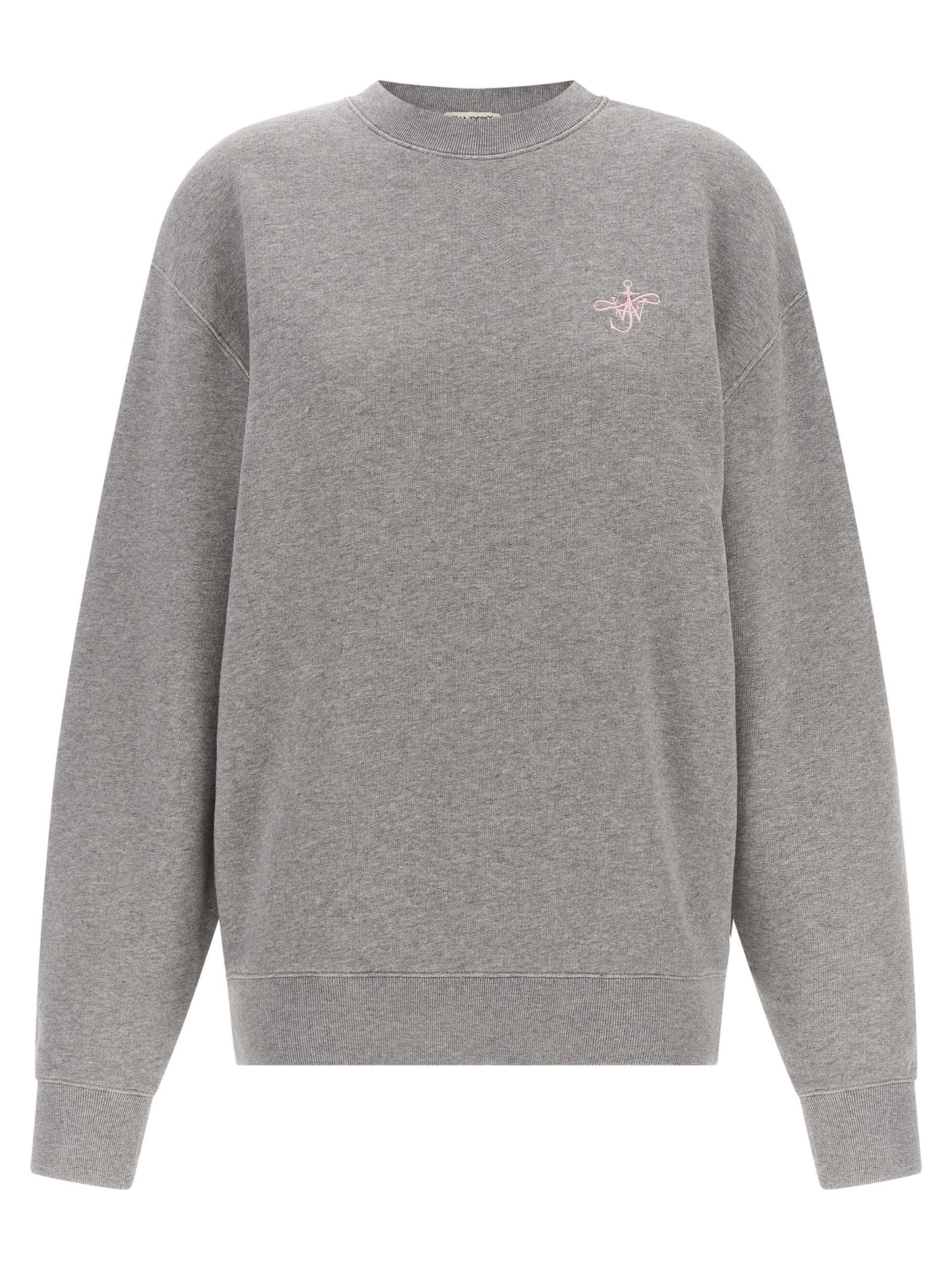 Activewear Sweatshirt by J.W.Anderson for women in cotton gray & pink presents a sporty silhouette, showcasing a sophisticated round crew neckline and detailed with premium for a sporty finish.