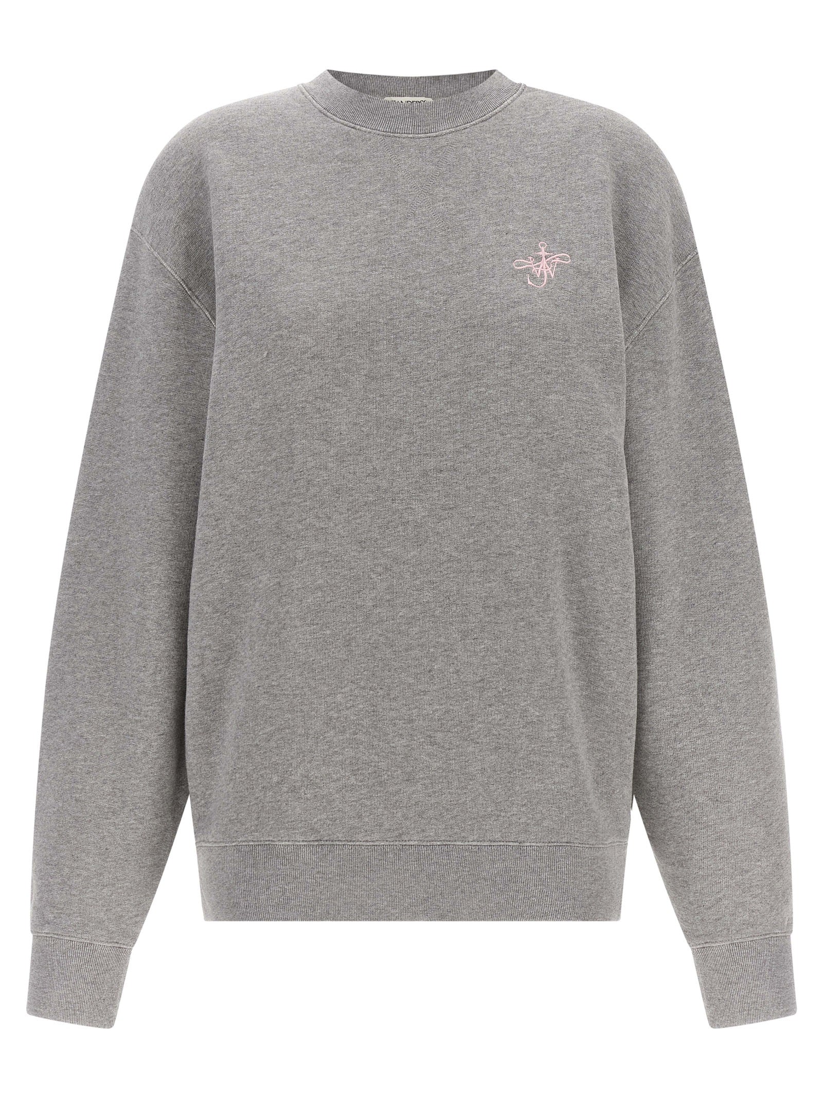 Activewear Sweatshirt by J.W.Anderson for women in cotton gray & pink presents a sporty silhouette, showcasing a sophisticated round crew neckline and detailed with premium for a sporty finish.