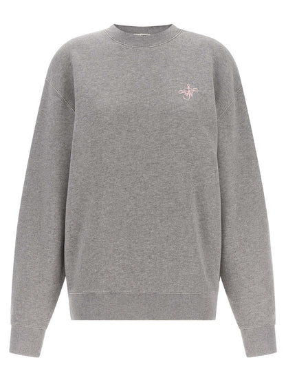 Activewear Sweatshirt by J.W.Anderson for women in cotton gray & pink presents a sporty silhouette, showcasing a sophisticated round crew neckline and detailed with premium for a sporty finish.