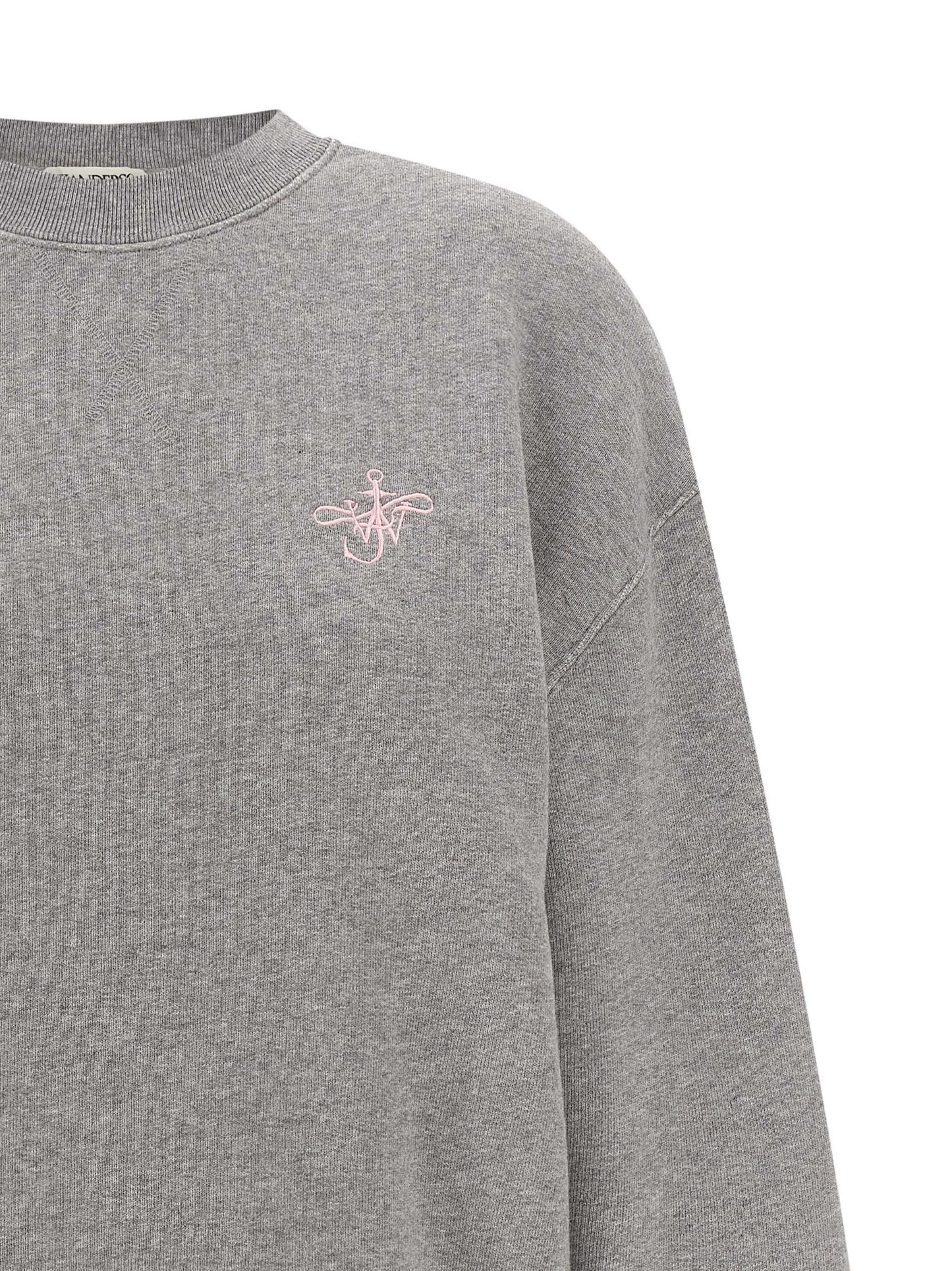 Activewear Sweatshirt by J.W.Anderson for women in cotton gray & pink presents a ergonomic silhouette, showcasing a sophisticated round crew neckline and detailed with premium for a ergonomic finish.