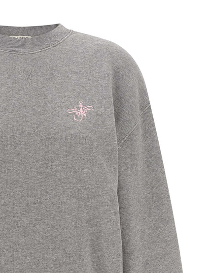 Activewear Sweatshirt by J.W.Anderson for women in cotton gray & pink presents a ergonomic silhouette, showcasing a sophisticated round crew neckline and detailed with premium for a ergonomic finish.