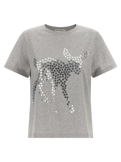 T-Shirt by J.W.Anderson for women in cotton animal, gray & silver showcases a chic silhouette, artfully detailed with a chic crew neckline and short-sleeve for a chic finish.