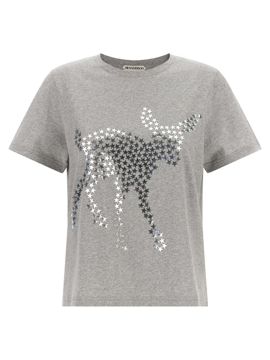 T-Shirt by J.W.Anderson for women in cotton animal, gray & silver showcases a chic silhouette, artfully detailed with a chic crew neckline and short-sleeve for a chic finish.