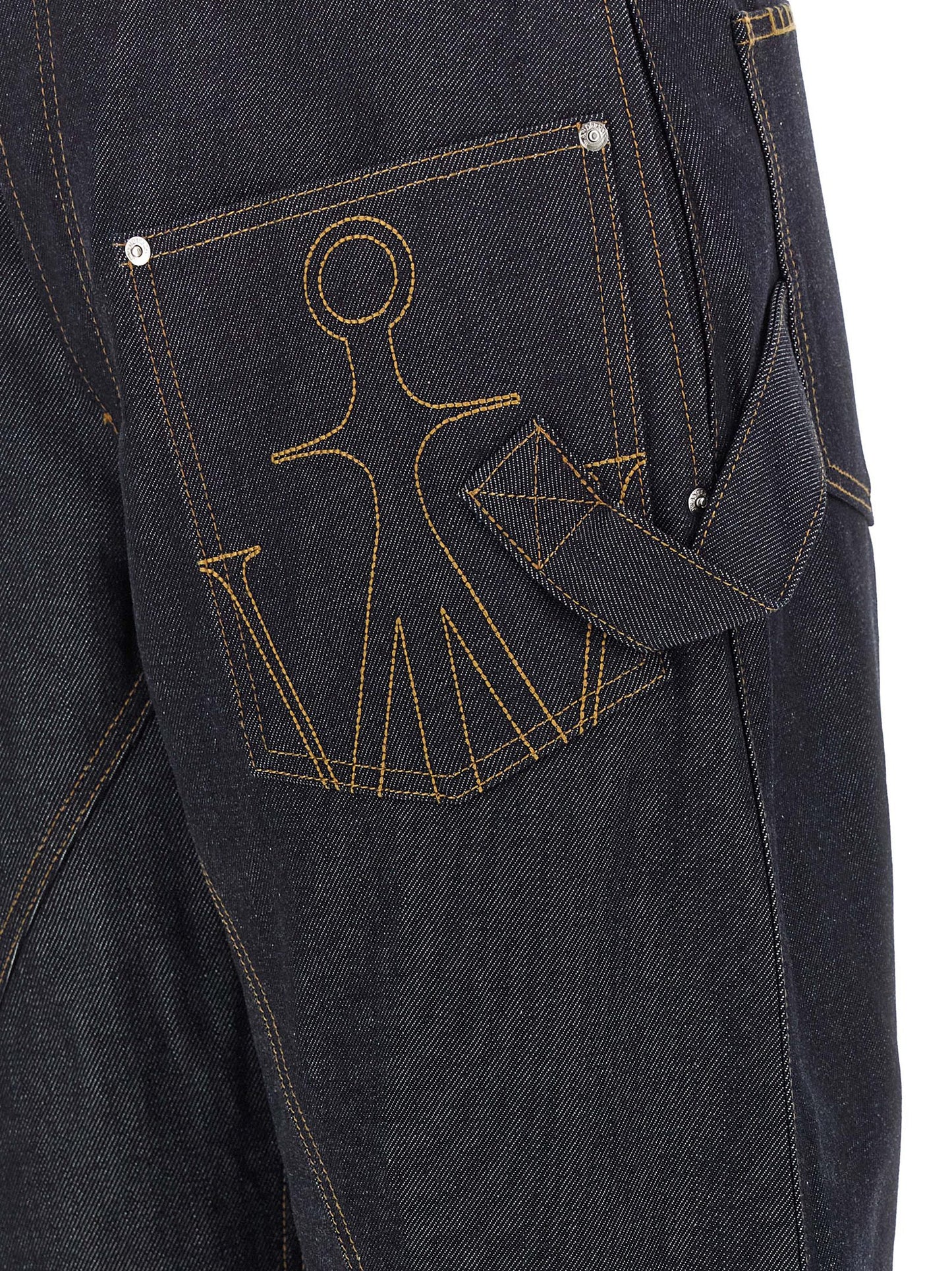 Jeans by J.W.Anderson for women in cotton denim blue & indigo features an sartorial straight-leg & wide and long with a cut for a sartorial finish.