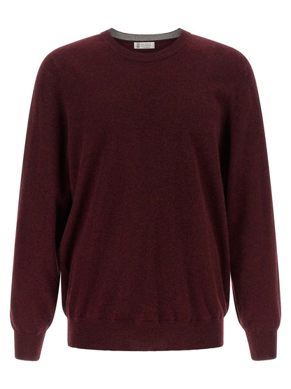 Cardigan by Brunello Cucinelli for men in cashmere bordeaux, burgundy & signature features an impeccable silhouette, showcasing a sophisticated crew neckline and long-sleeve detail for a truly impeccable finish.