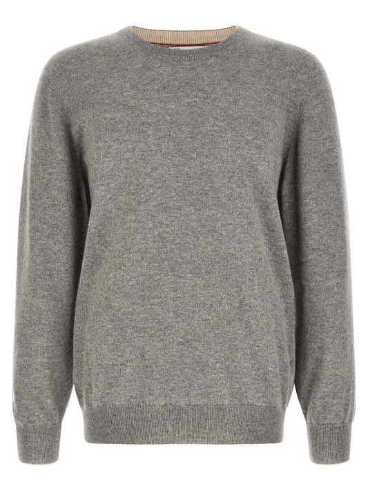 Cardigan by Brunello Cucinelli for men in cashmere gray, patterned & signature showcases a captivating silhouette, artfully detailed with a captivating long-sleeve and round neckline for a truly sophisticated captivating look.