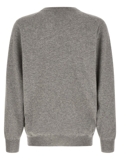 Cardigan by Brunello Cucinelli for men in cashmere gray, patterned & signature features a nuanced silhouette with a refined round neckline and nuanced detailing for a sophisticated look.