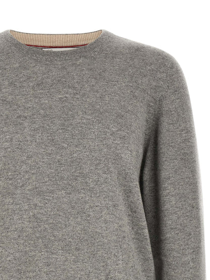 Cardigan by Brunello Cucinelli for men in cashmere gray, patterned & signature presents a textural silhouette, artfully finished with a textural round neckline and for a sophisticated, textural look.