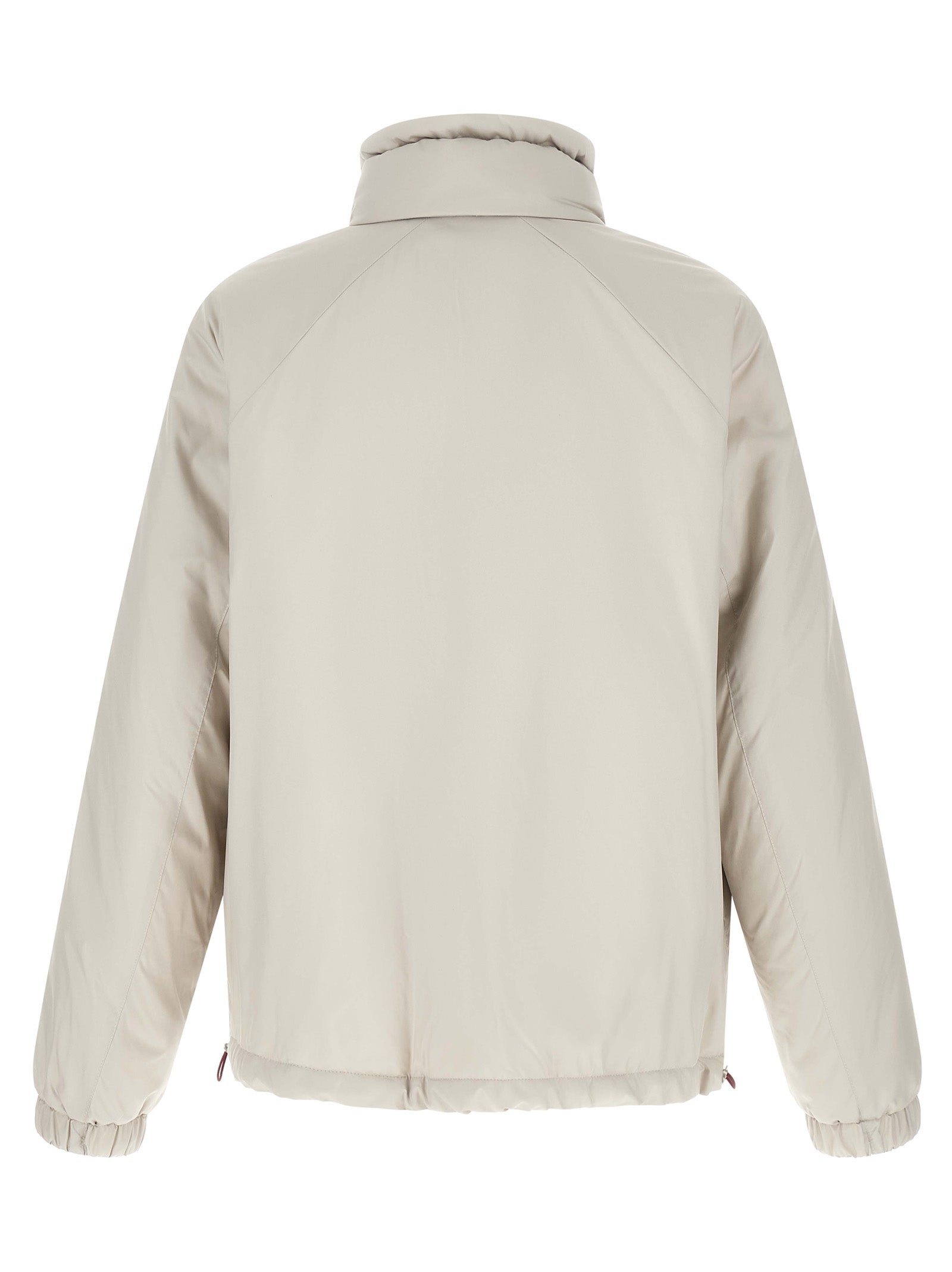 Hooded Windbreaker Jacket by Brunello Cucinelli for men in polyester & nylon white features an stylish silhouette, showcasing a sophisticated hooded neckline and performance-driven lightweight, pockets, hooded & windproof for a premium, stylish look.