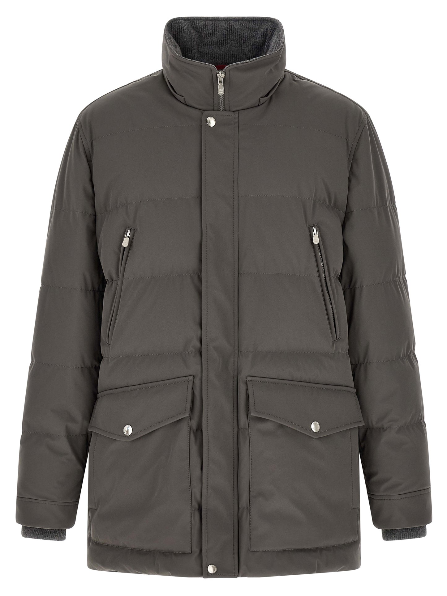 This Hooded Parka by Brunello Cucinelli for men in polyamide gray presents a enveloping silhouette, meticulously detailed with pockets, hooded & insulated and a enveloping hooded neckline.