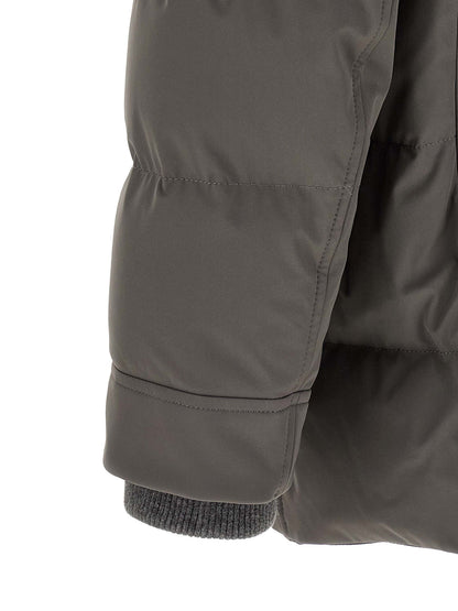 Hooded Parka by Brunello Cucinelli for men in polyamide gray, presenting a cosy silhouette with distinctive pockets, hooded & insulated and a refined .
