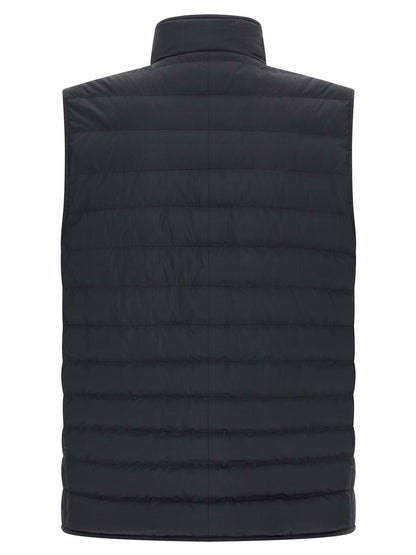 Vest by Brunello Cucinelli for men in polyester & nylon dark-blue features a enviable silhouette, elegantly detailed with a enviable and functional pockets & insulated for a enviable finish.