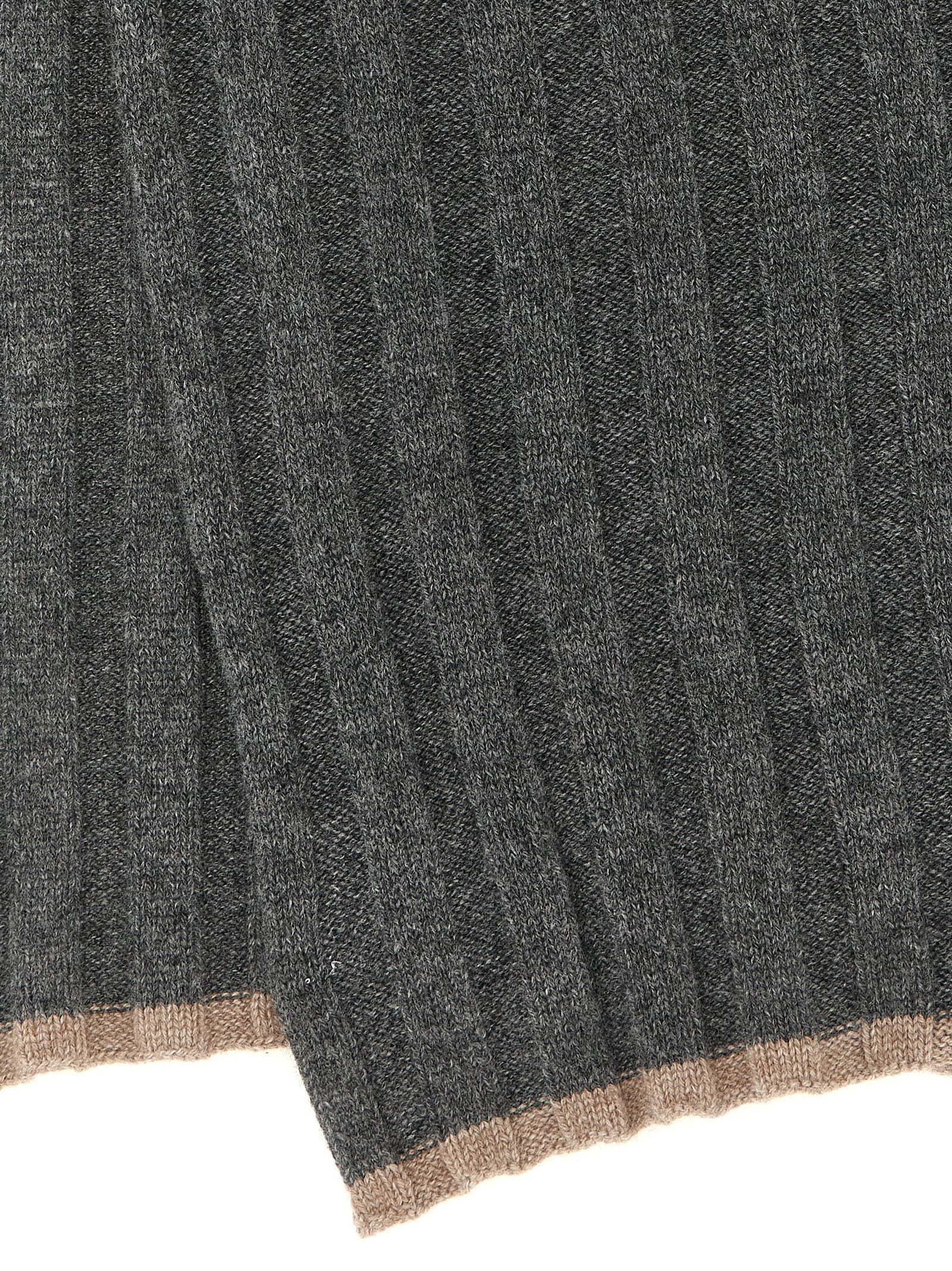 Scarf by Brunello Cucinelli for men in cashmere gray & hazelnut showcases a eye catching silhouette, artfully capturing the essence of the eye catching Cashmere Shawl Scarf design for a sophisticated look.
