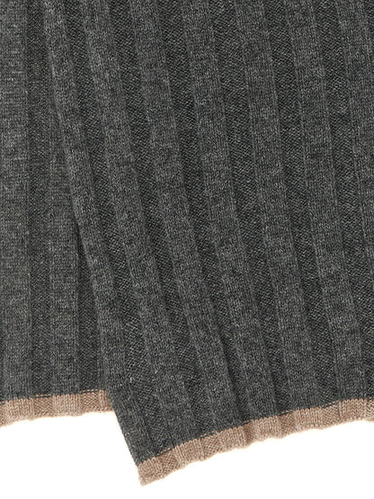 Scarf by Brunello Cucinelli for men in cashmere gray & hazelnut showcases a eye catching silhouette, artfully capturing the essence of the eye catching Cashmere Shawl Scarf design for a sophisticated look.