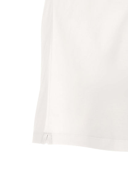 T-Shirt by Brunello Cucinelli for men in cotton gray, white & print showcases a dramatic silhouette, elegantly detailed with a dramatic crew neckline and for a truly dramatic finish.