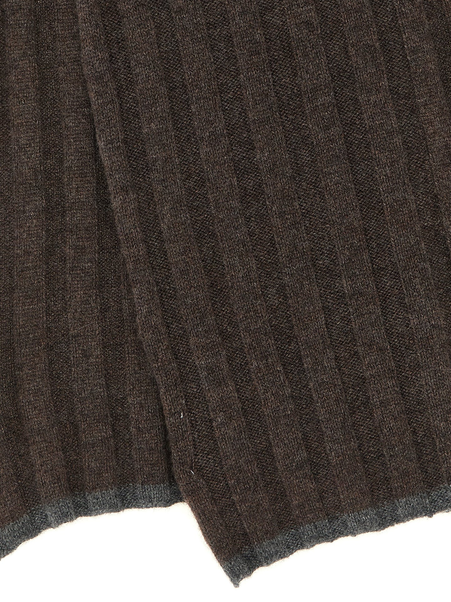 Scarf by Brunello Cucinelli for men in cashmere brown & gray features a timeless silhouette, artfully capturing the essence of the timeless Cashmere Shawl Wrap Scarf design for a sophisticated look.