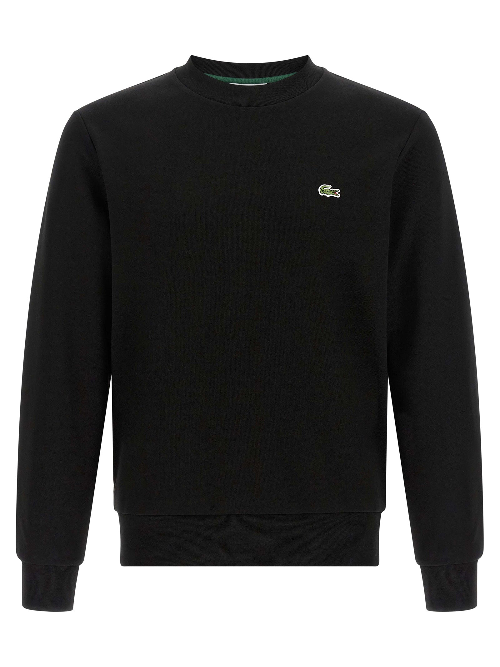 Sweatshirt by Lacoste for men in cotton black & green features a unrivaled silhouette with a refined crew neckline and unrivaled long-sleeve detailing for a sophisticated look.