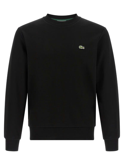 Sweatshirt by Lacoste for men in cotton black & green features a unrivaled silhouette with a refined crew neckline and unrivaled long-sleeve detailing for a sophisticated look.