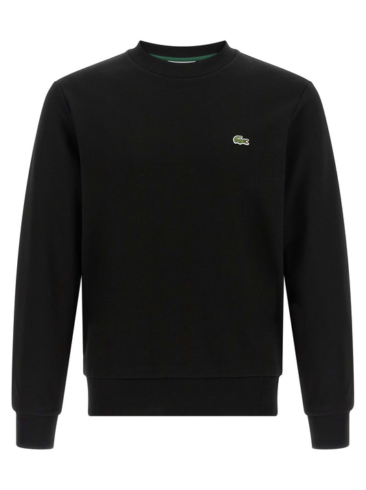 Sweatshirt by Lacoste for men in cotton black & green features a unrivaled silhouette with a refined crew neckline and unrivaled long-sleeve detailing for a sophisticated look.