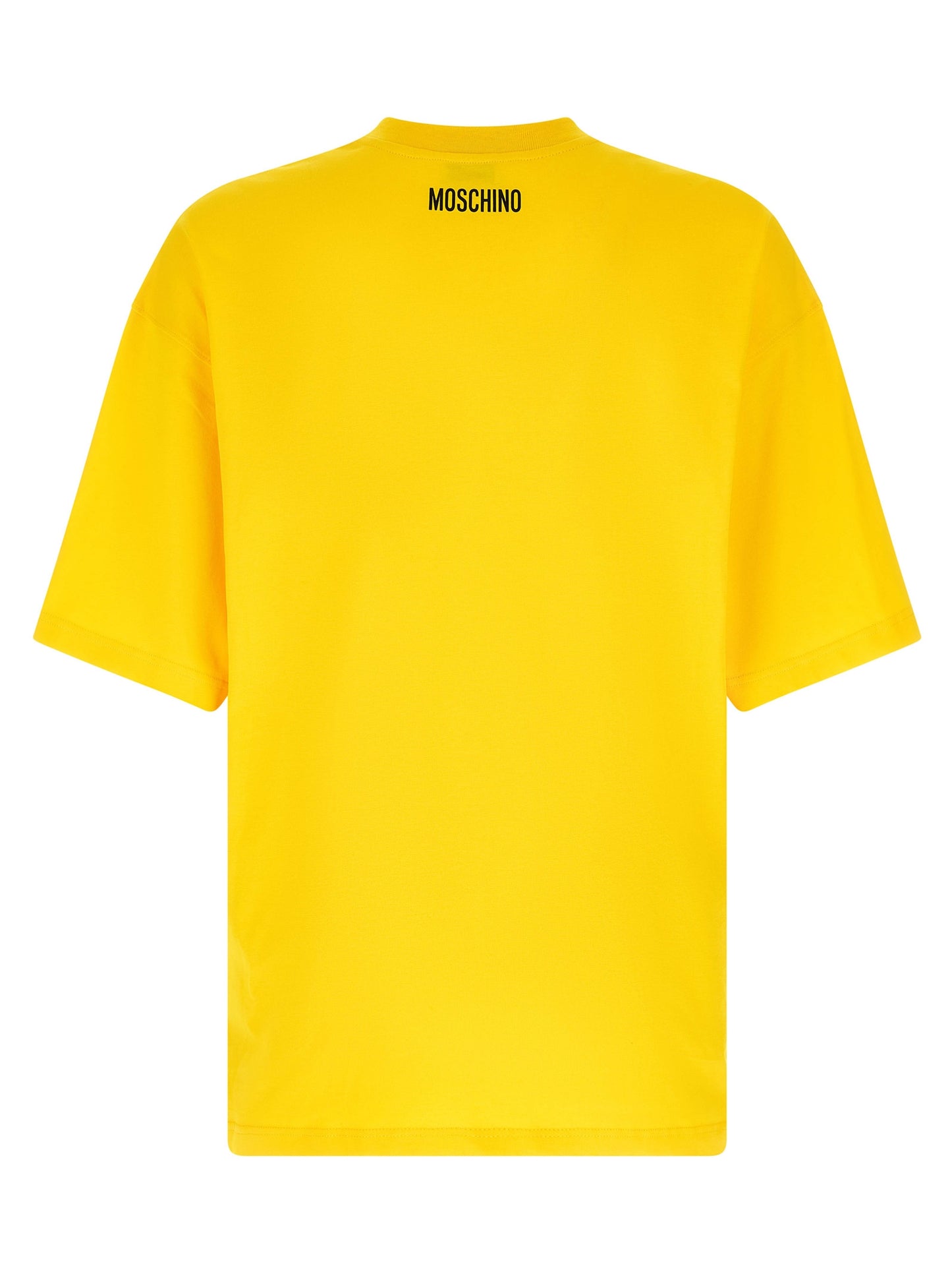 T-Shirt by Moschino for men in cotton bicolour, yellow & print features a plush silhouette, showcasing a sophisticated crew neckline and for a truly plush finish.