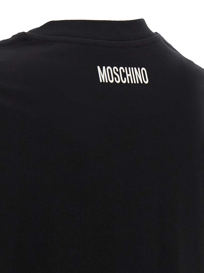 T-Shirt by Moschino for men in organic cotton bicolour & print showcases a chic silhouette, artfully detailed with a chic and for a chic finish.