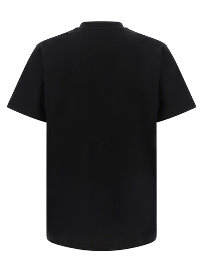 T-Shirt by Moschino for men in cotton black, blue, white, patterned & print showcases a unassuming silhouette, artfully detailed with a refined crew neckline and unassuming for a sophisticated, contemporary look.