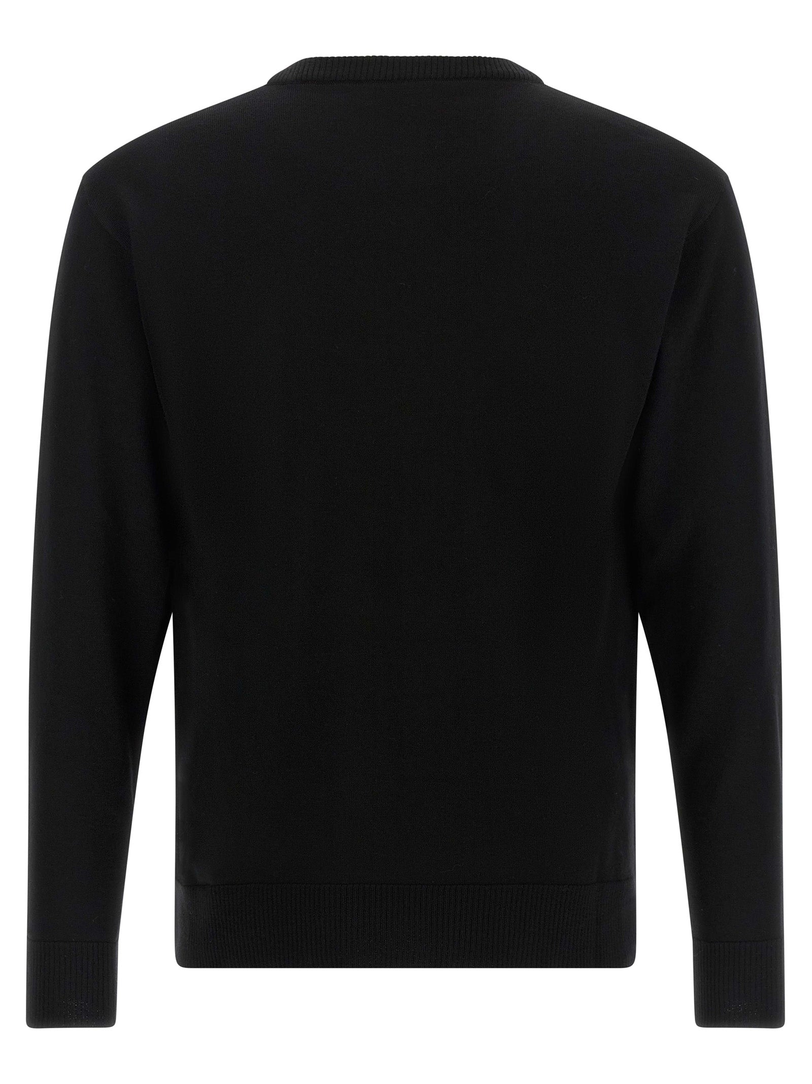 Cardigan by Moschino for men in virgin wool black, white & yellow features an impeccable silhouette, showcasing a sophisticated crew neckline and detail for a truly impeccable finish.