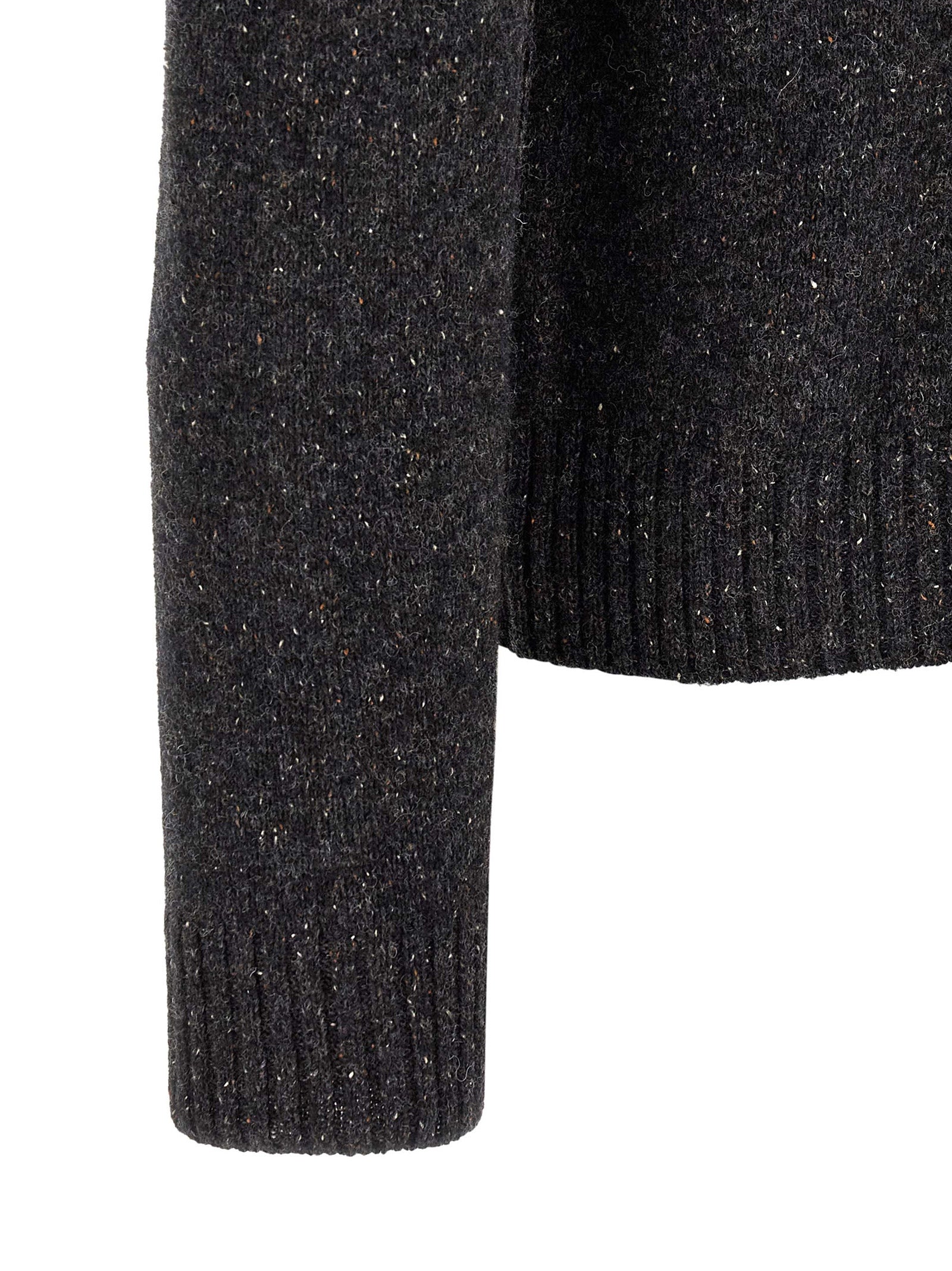 Cardigan by Moschino for men in wool & silk gray presents a textural silhouette, artfully finished with a textural and for a sophisticated, textural look.