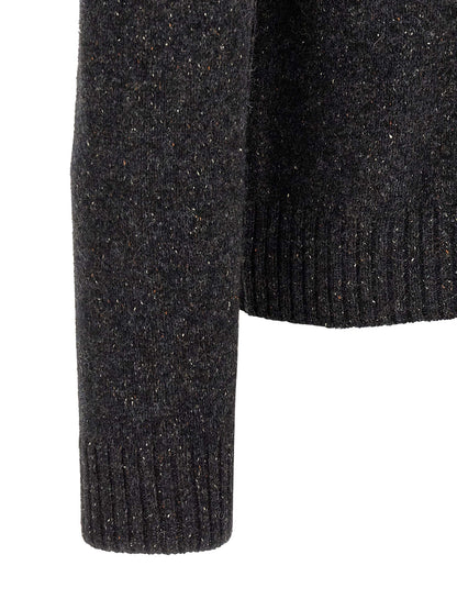 Cardigan by Moschino for men in wool & silk gray presents a textural silhouette, artfully finished with a textural and for a sophisticated, textural look.