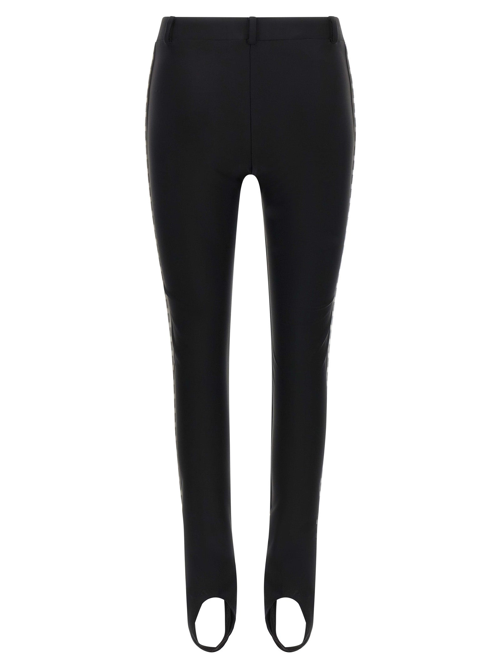 Activewear Leggings by Moschino for women in polyamide bicolour & black features an versatile silhouette, showcasing with a versatile leggings, long, and for a high-performance look.
