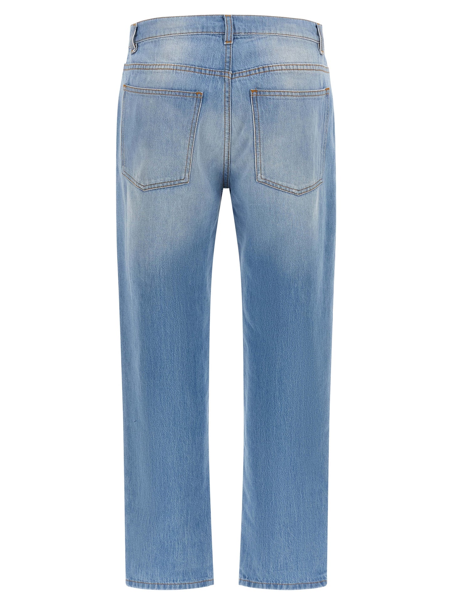 Jeans by Moschino for women in denim cotton light-blue presents a tailored silhouette, showcasing a tailored straight-leg & relaxed-fit and long cut with a refined for a truly tailored aesthetic.