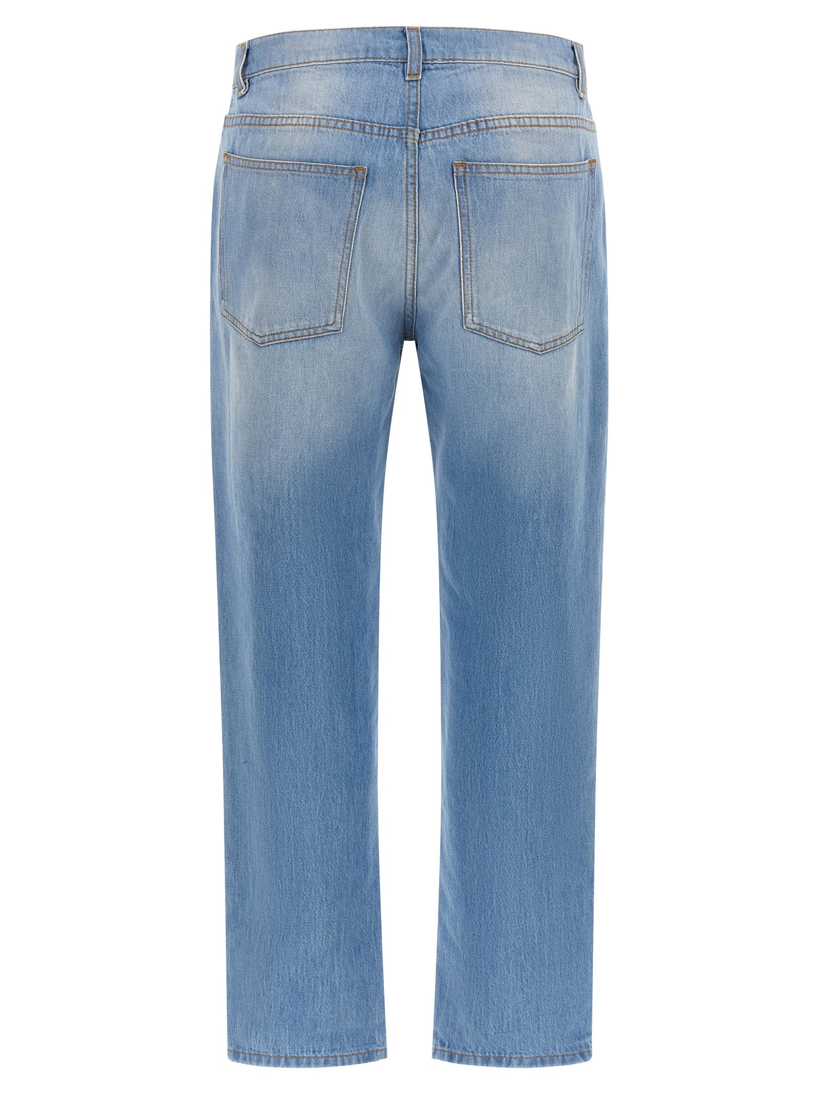 Jeans by Moschino for women in denim cotton light-blue presents a tailored silhouette, showcasing a tailored straight-leg & relaxed-fit and long cut with a refined for a truly tailored aesthetic.