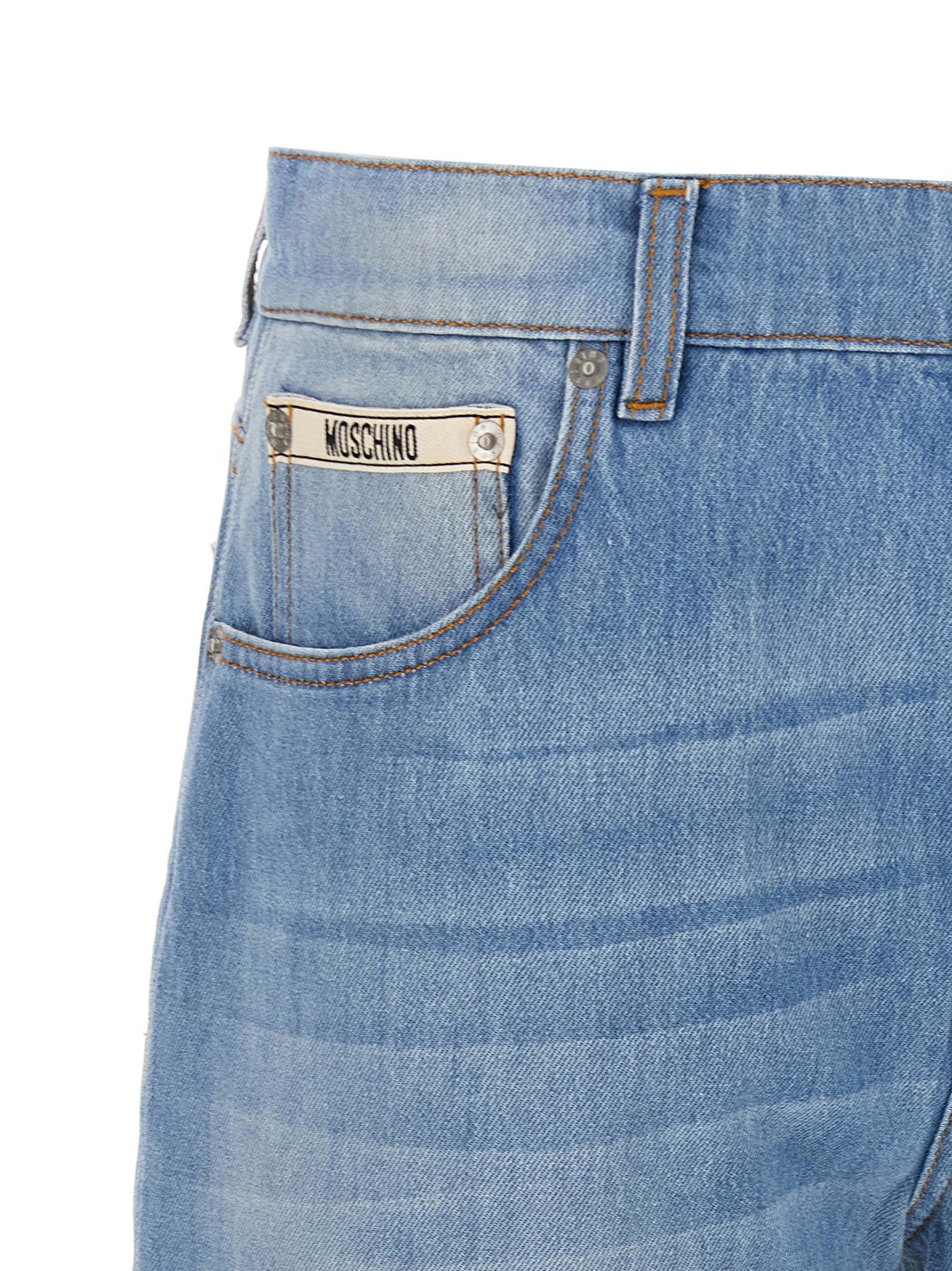 Jeans by Moschino for women in denim cotton light-blue features a refined silhouette with a refined straight-leg & relaxed-fit, defined by a and a refined long for a refined finish.