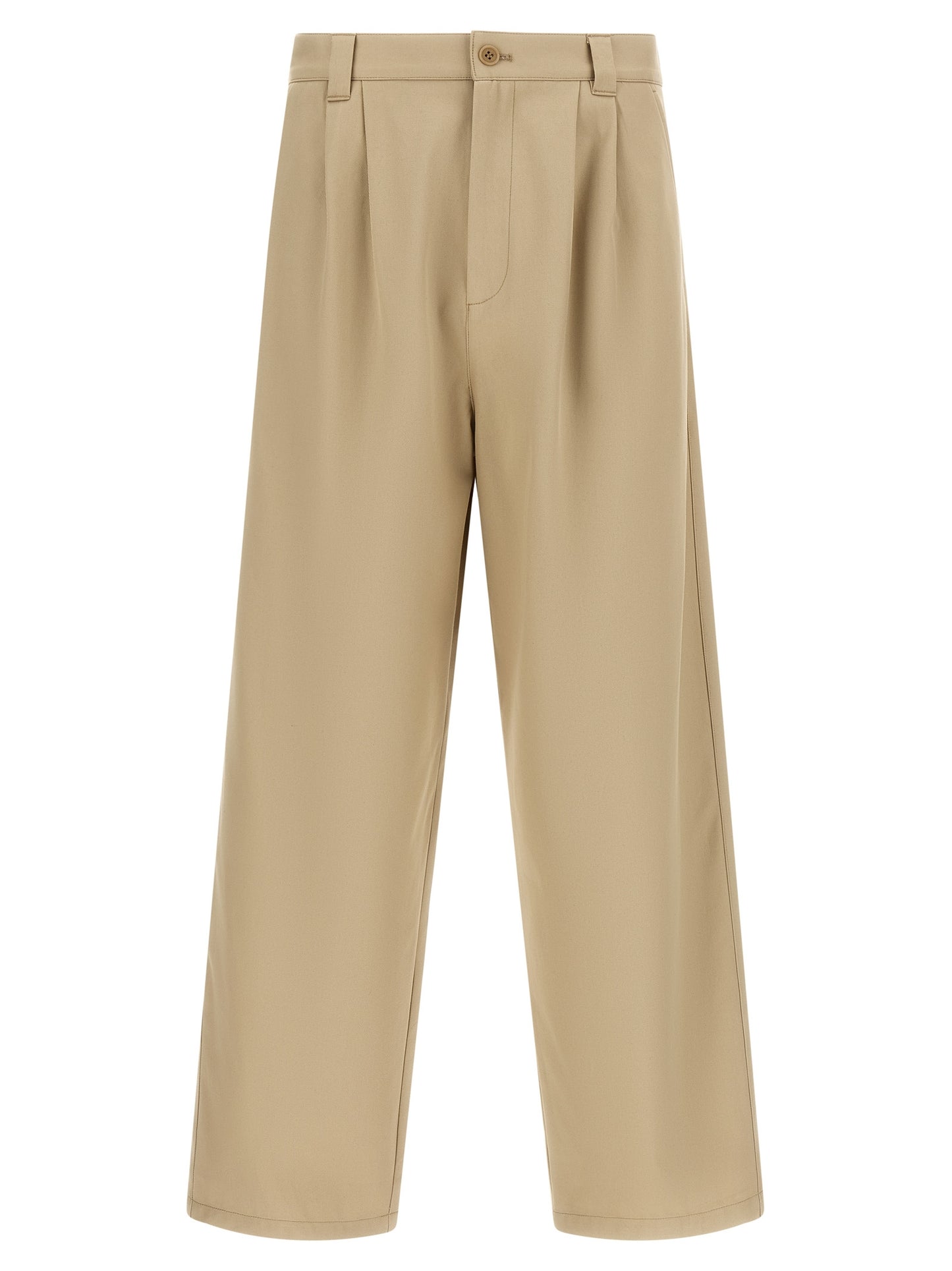 Trousers by A.P.C. for men in organic cotton beige presents a smart silhouette, meticulously detailed with a smart straight-leg, relaxed-fit & wide, a smart long, and a smart mid rise.