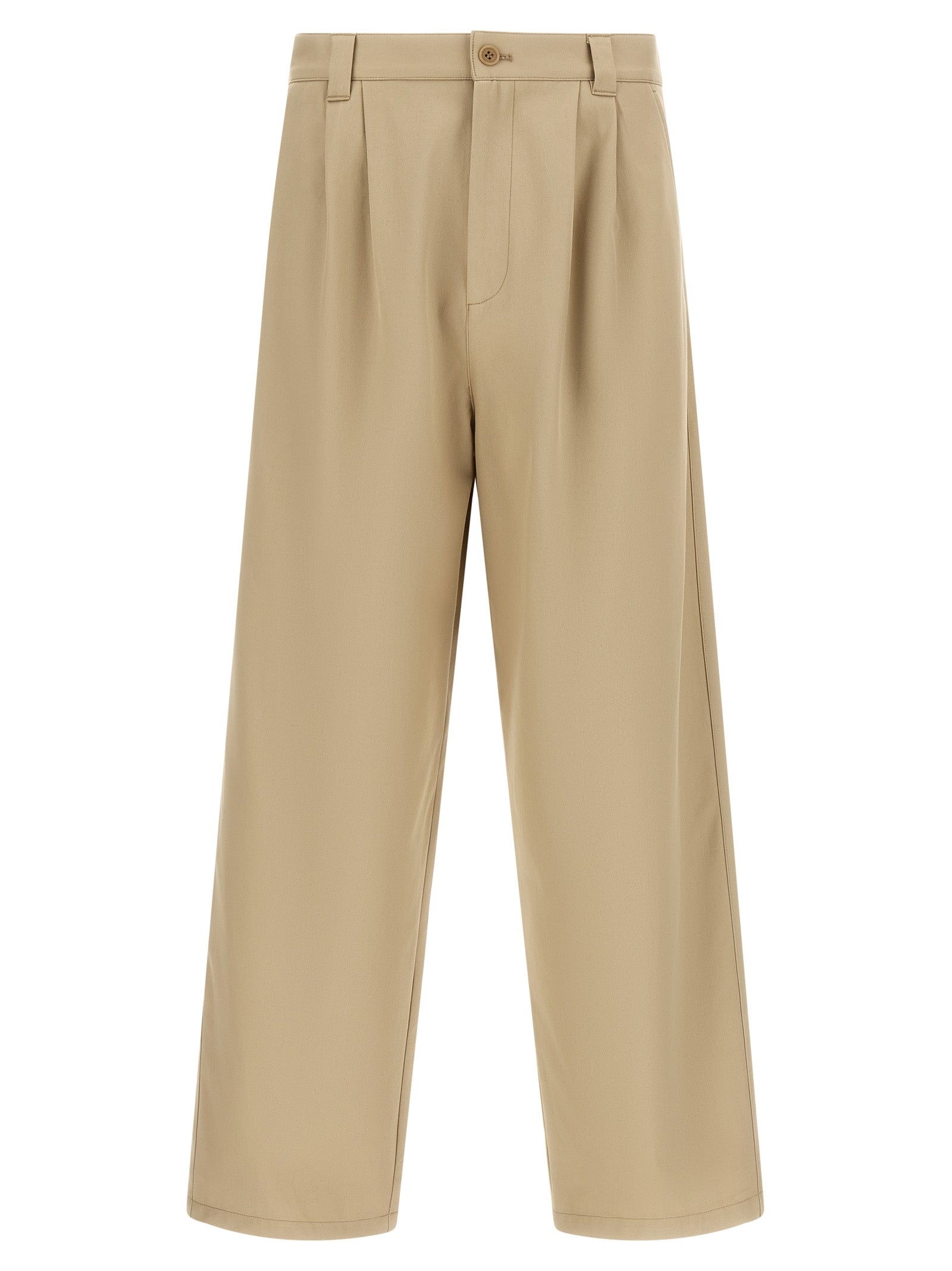 Trousers by A.P.C. for men in organic cotton beige presents a smart silhouette, meticulously detailed with a smart straight-leg, relaxed-fit & wide, a smart long, and a smart mid rise.