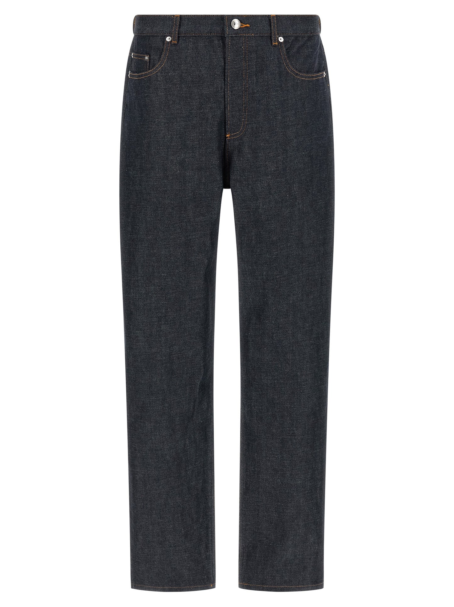 Jeans by A.P.C. for men in denim cotton blue, indigo & silver features an sartorial straight, relaxed-fit & wide and long with a low rise cut for a sartorial finish.