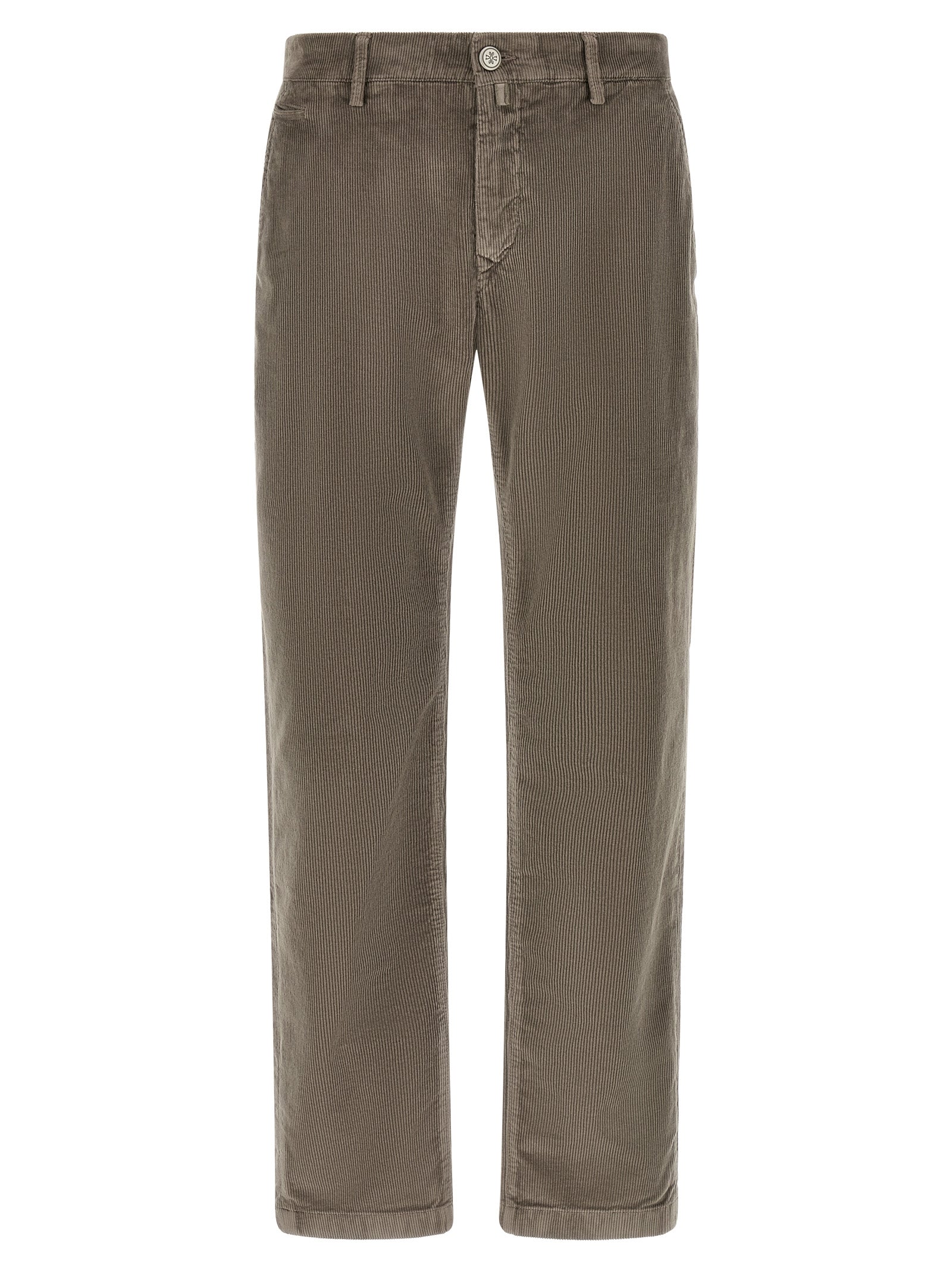 Chinos Pants by Jacob Cohen for men in cotton corduroy gray features an sharp and long with a low rise, highlighting a sharp silhouette for a sophisticated look.