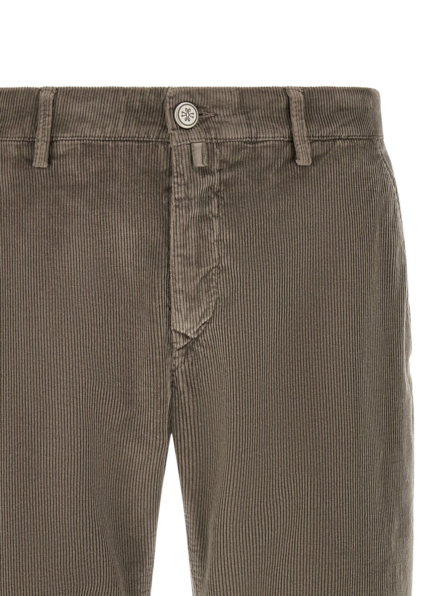 Chinos Pants by Jacob Cohen for men in cotton corduroy gray features a modern silhouette, showcasing a modern with a long and low rise for a refined finish.