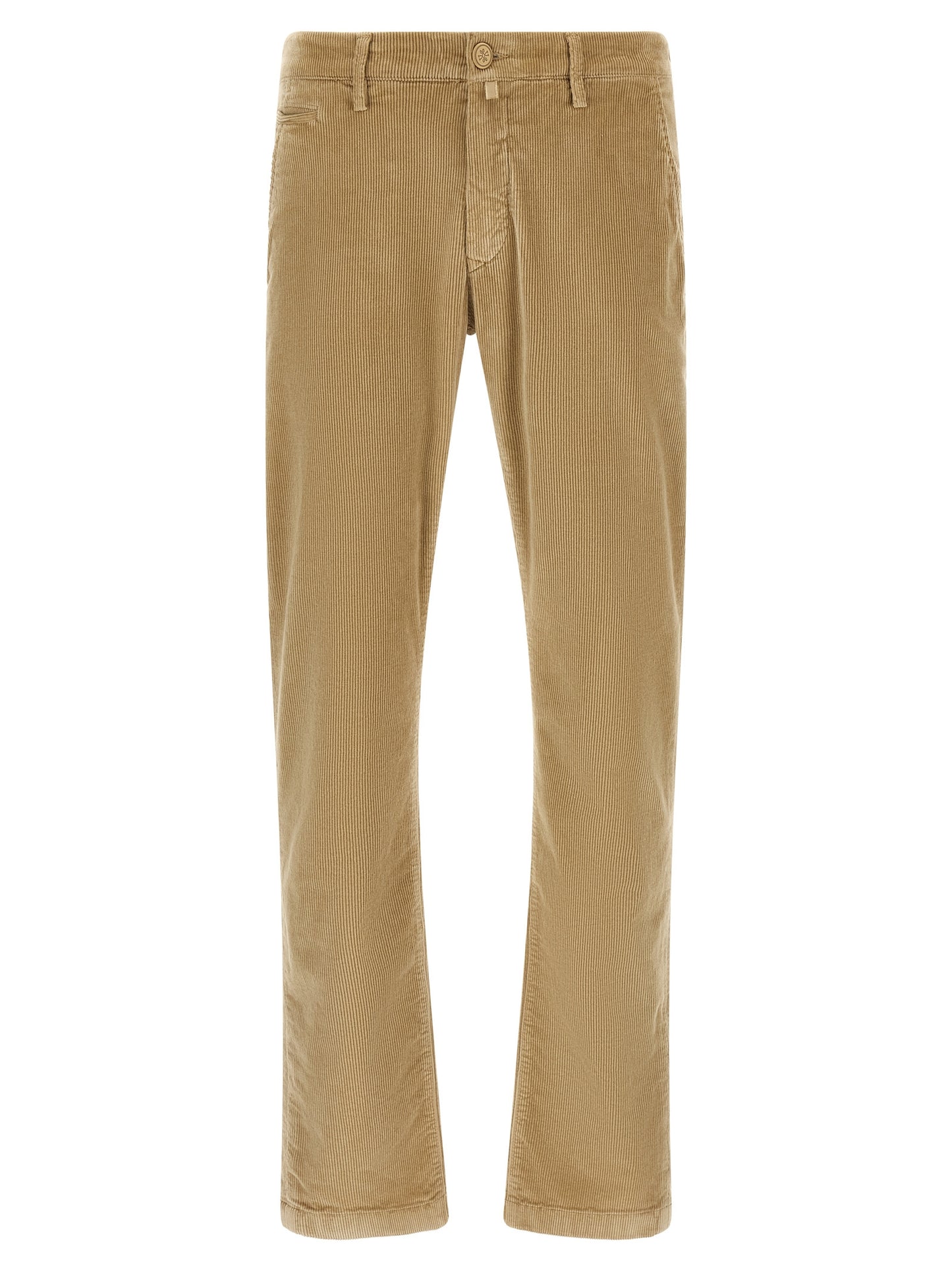 Chinos Pants by Jacob Cohen for men in cotton corduroy beige, sand & patterned, featuring a architectural tapered-leg with a architectural long and low rise for a refined silhouette.