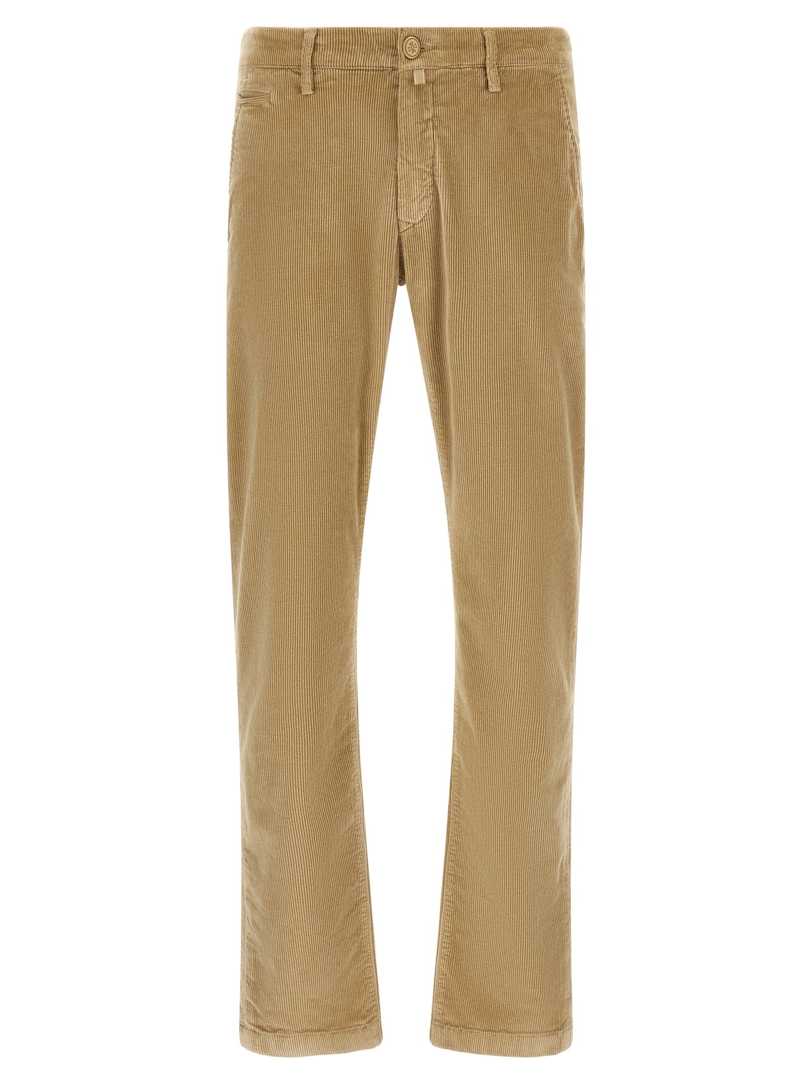 Chinos Pants by Jacob Cohen for men in cotton corduroy beige, sand & patterned, featuring a architectural tapered-leg with a architectural long and low rise for a refined silhouette.