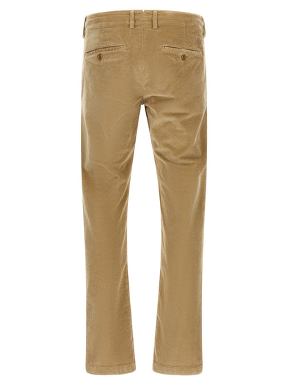 Chinos Pants by Jacob Cohen for men in cotton corduroy beige, sand & patterned features an sharp tapered-leg and long with a low rise, highlighting a sharp silhouette for a sophisticated look.