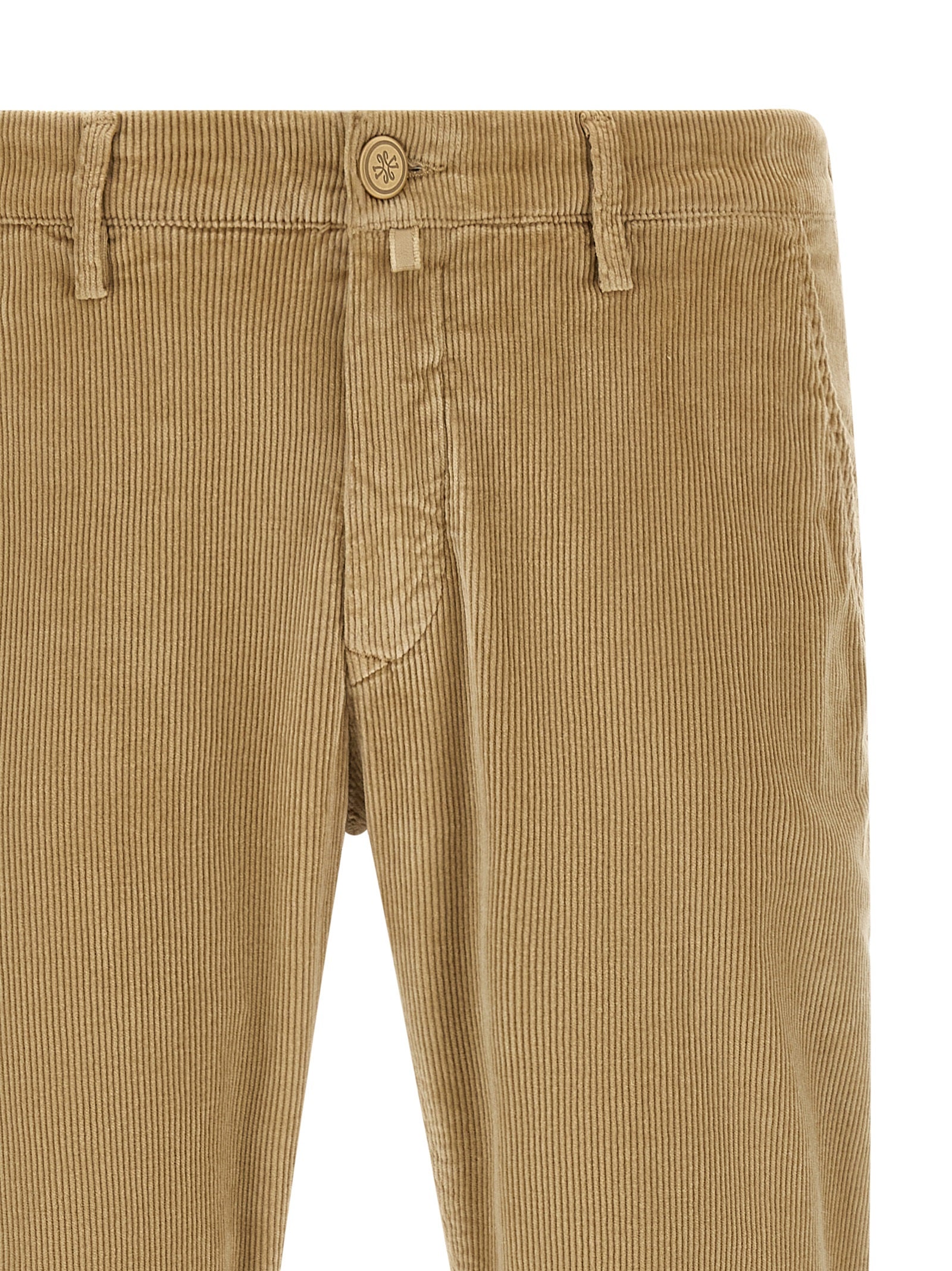 Chinos Pants by Jacob Cohen for men in cotton corduroy beige, sand & patterned features an perennial tapered-leg and long, expertly tailored with a perennial low rise for a refined silhouette.