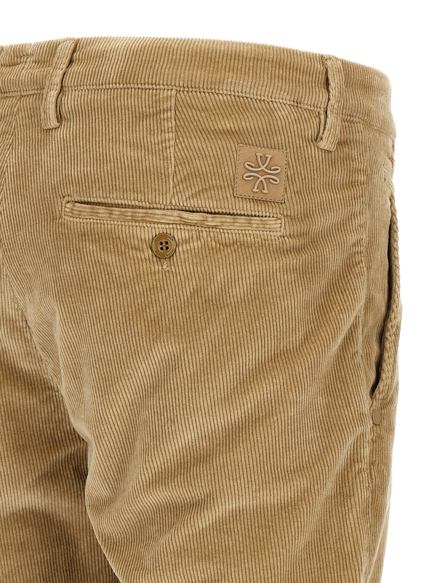 Chinos Pants by Jacob Cohen for men in cotton corduroy beige, sand & patterned features an perennial tapered-leg and long, expertly tailored with a perennial low rise for a refined silhouette.