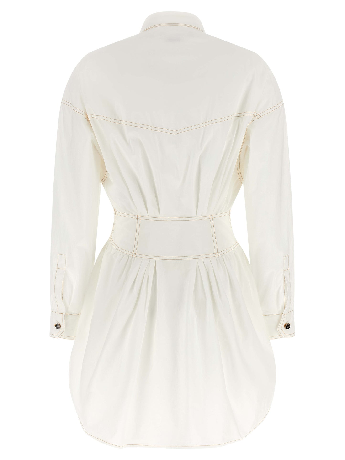 Dress by Versace for women in cotton white features an magnificent silhouette, artfully detailed with a magnificent and that flows into an magnificent short.